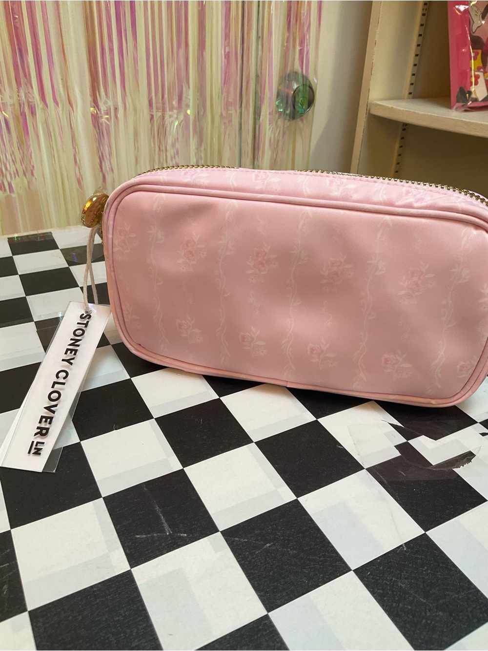 Stoney Clover Lane Pink Floral Zip Cosmetic Pouch